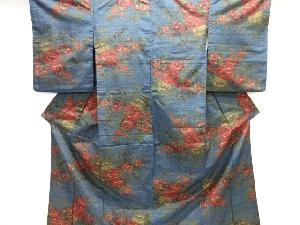 薔薇模様織り出し十日町紬着物